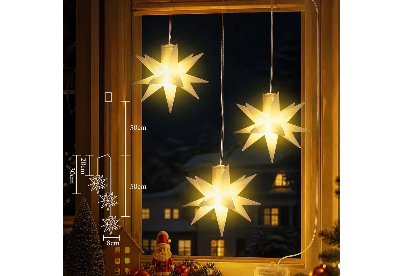 Salcar LED-Lichterkette 3D Weihnachtsstern Warmweiß - Bild 4