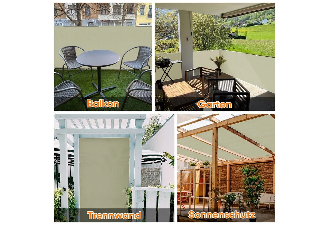 Sekey Balkonsichtschutz Sichtschutz Balkon ohne Bohren Oxford-Gewebe Taupe