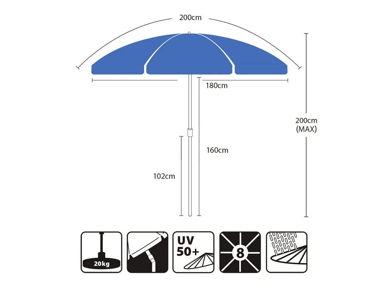 Sekey Balkonschirm Blau UV-Schutz 50+ Höhenverstellbar - Bild 3