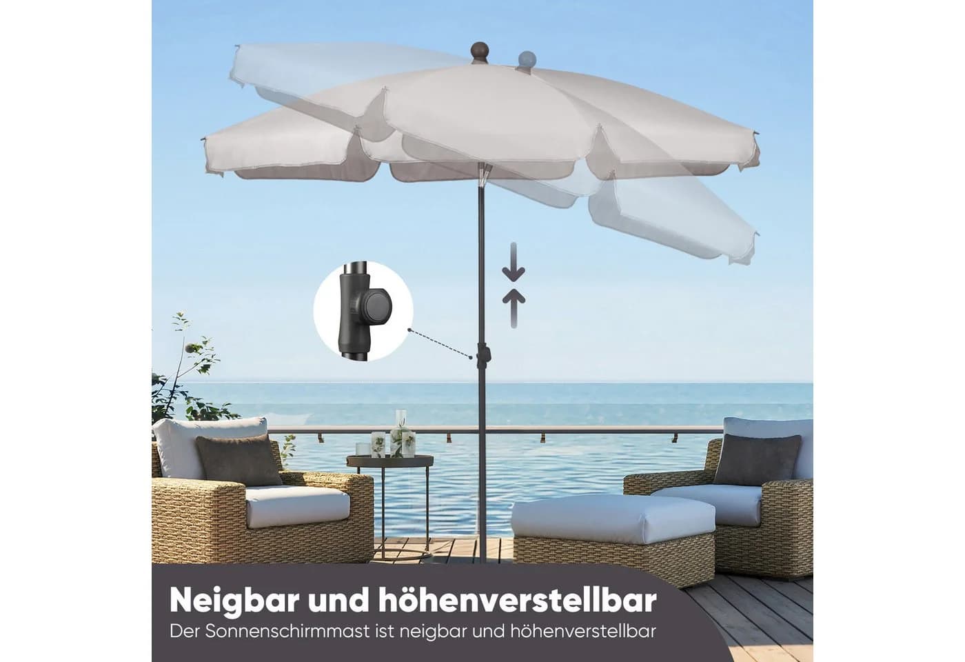 Sekey Balkonschirm 200 cm Sonnenschirm UV-Schutz 50+ - Bild 4