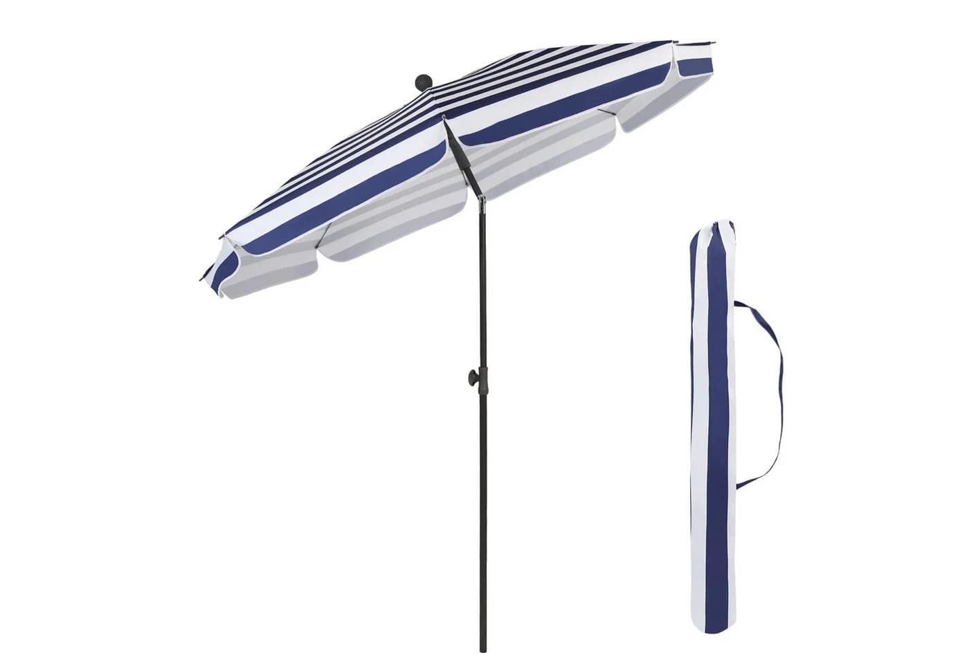 Sekey Balkonschirm 200 cm Sonnenschirm Blau-weiß gestreift - Bild 2