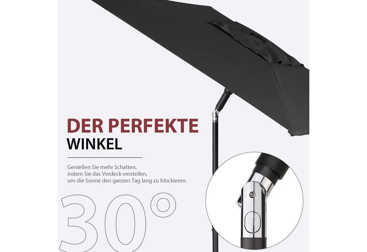 Sekey Balkonschirm Rechteckig Grau UV50+ Schnellöffnung - Bild 4
