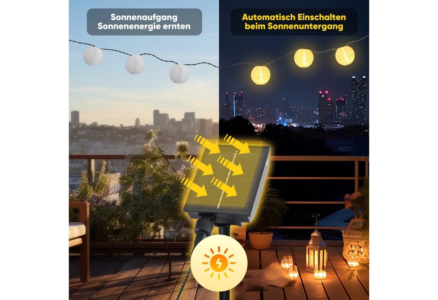 Salcar LED Solarleuchte Lichterkette 5m 20 Lampions Warmweiß - Bild 4