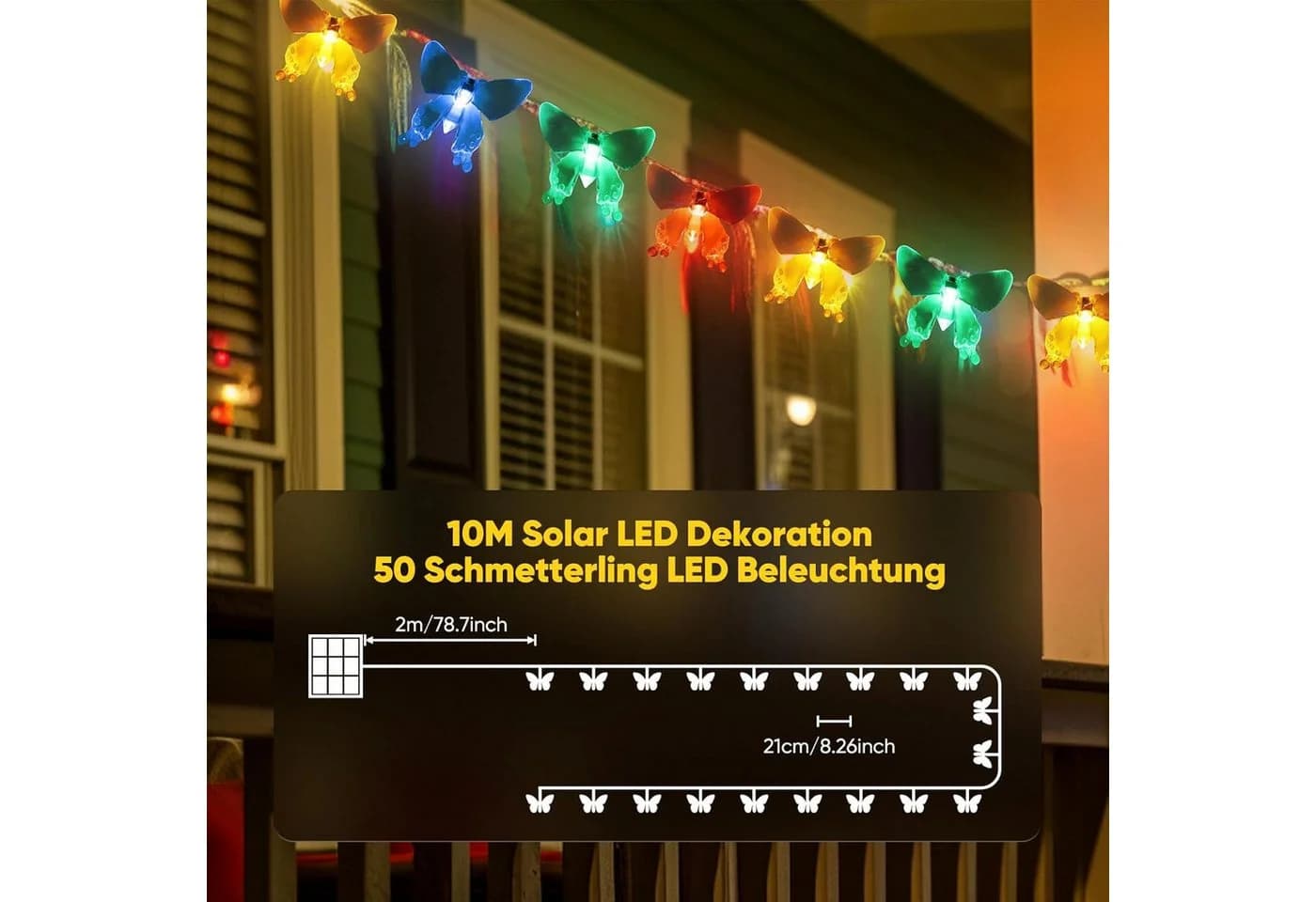 Salcar LED Solarleuchte Lichterkette 10M 50 LED Bunt Garten - Bild 5