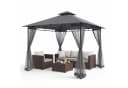 Sekey Gartenpavillon 3x3m Grau mit Moskitonetz & Doppeldach Bild 2