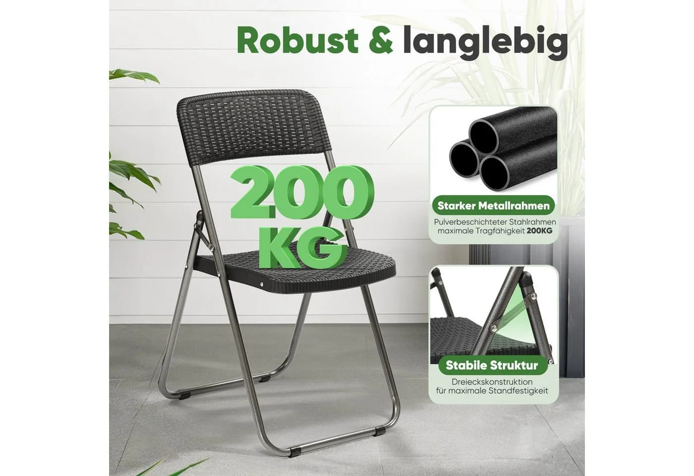 Sekey Klappstuhl Set 2-tlg. Schwarz Wasserdicht - Bild 3