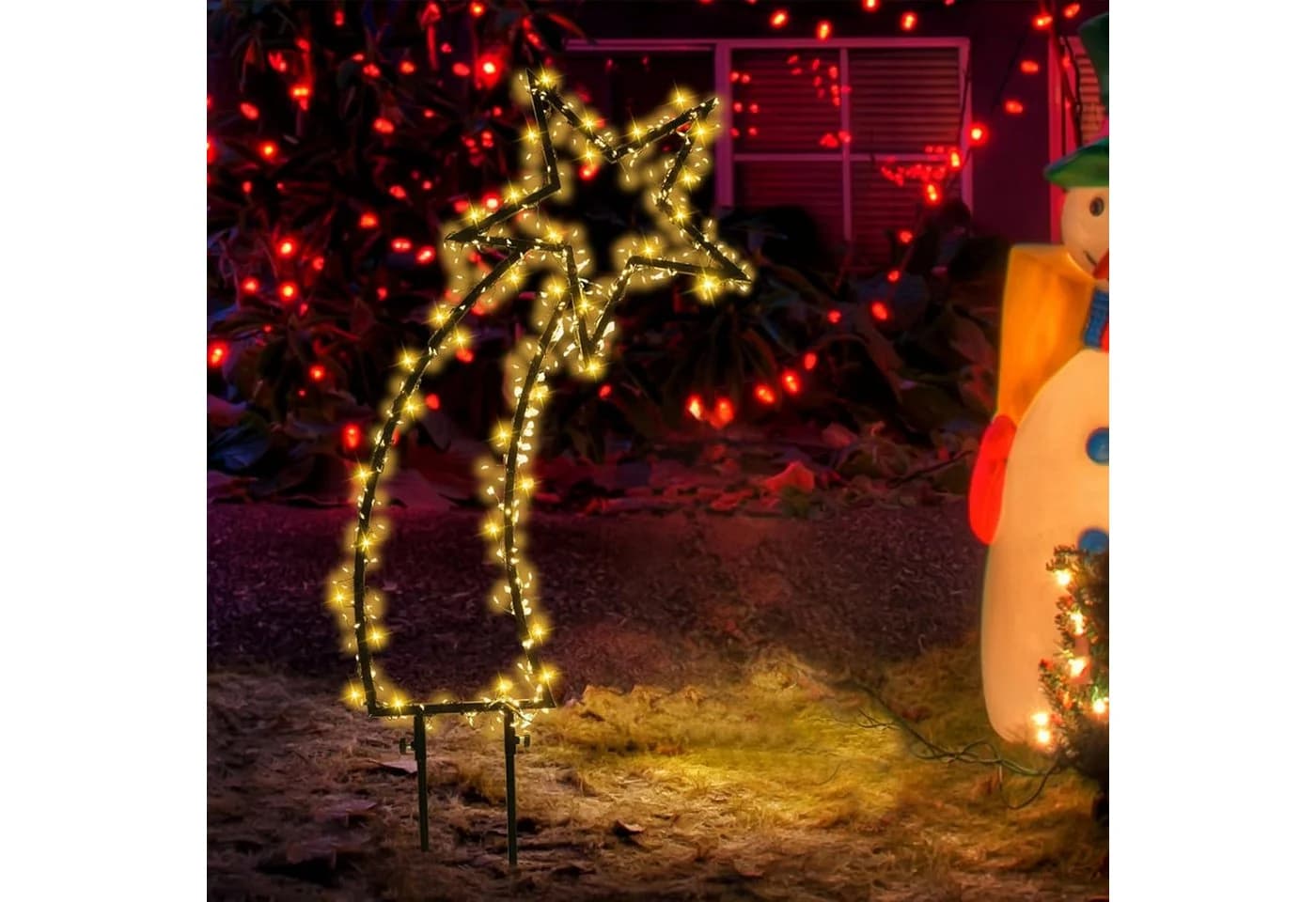 Salcar LED Stern LED Gartenstecker Sternschnuppe 1M 400 LED Weihnachtslicht Stern Außen, Warmweiß - Bild 2