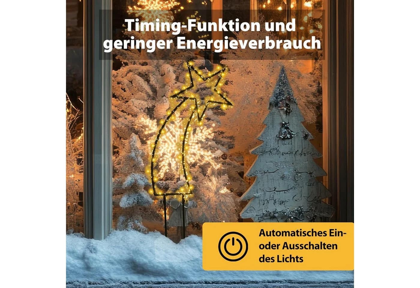 Salcar LED Stern LED Gartenstecker Sternschnuppe 1M 400 LED Weihnachtslicht Stern Außen, Warmweiß - Bild 4