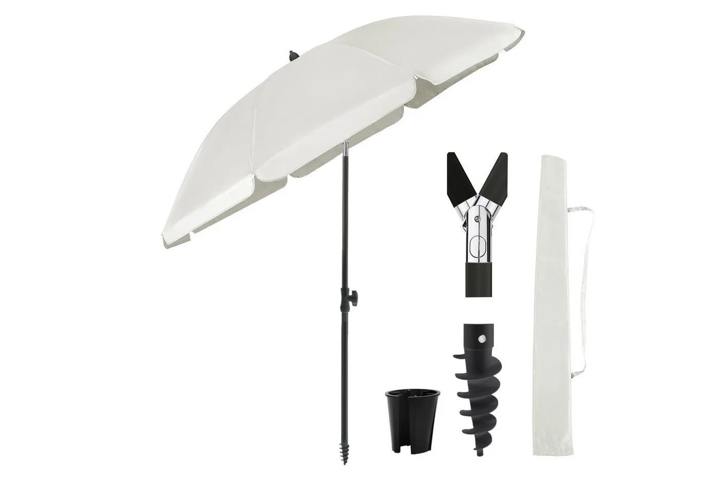 Sekey Sonnenschirm Ø180 cm Weiß mit UV-Schutz 50+ und Neigefunktion - Bild 2
