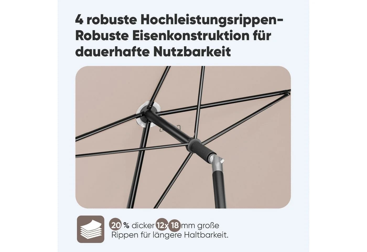 Sekey Sonnenschirm 200 x 125 cm Balkonschirm UV50+ - Bild 4