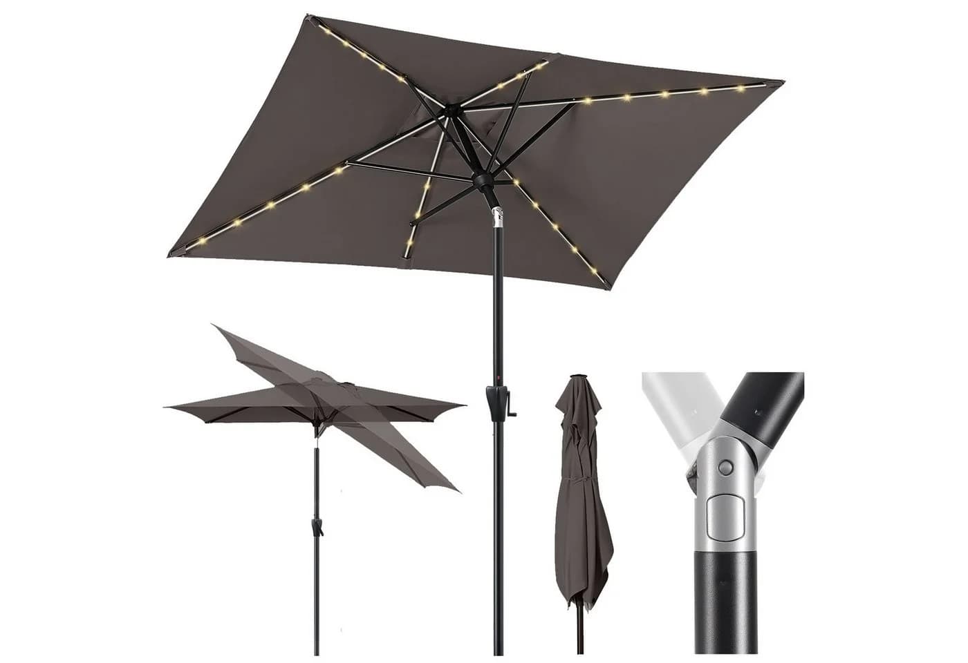 Sekey Sonnenschirm 210 x 140 cm Aluminum UV50+ LED-Solar-Beleuchtung - Bild 2