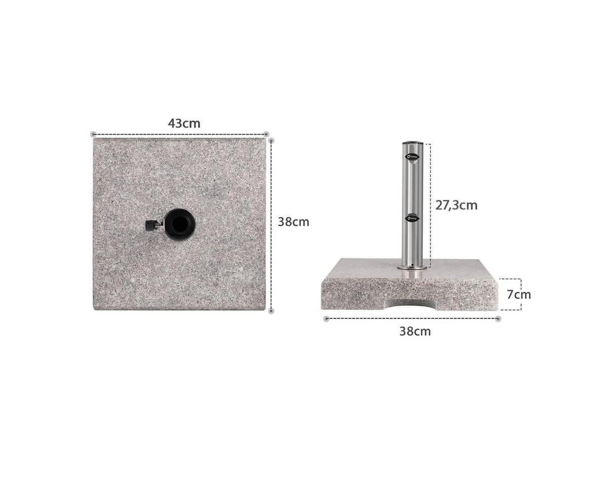 Sekey Sonnenschirmständer Granit Grau 29 kg Rechteckig