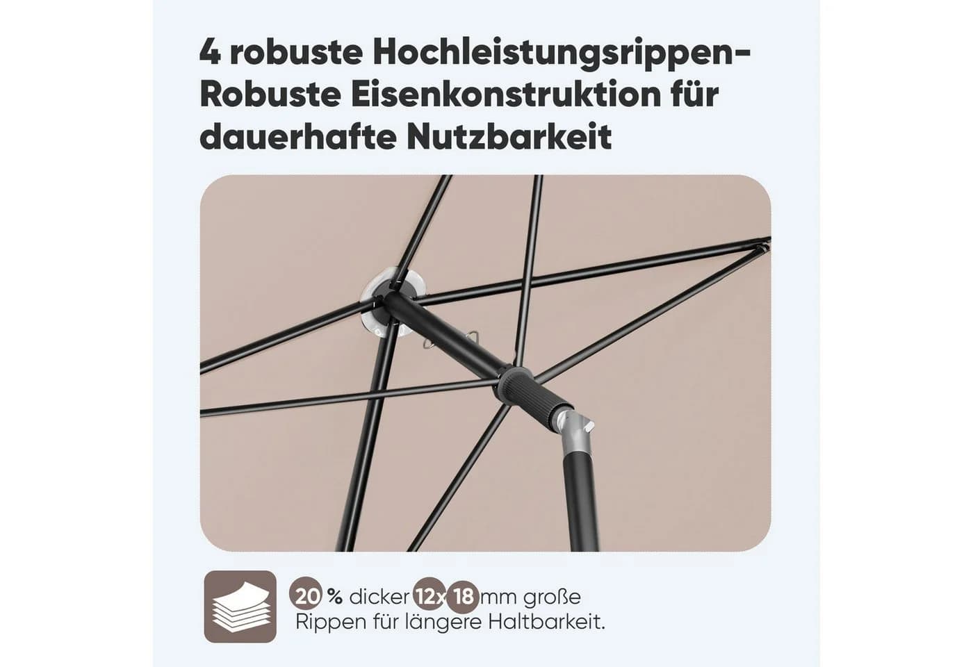 Sekey Sonnenschirm 200 × 125cm Balkonschirm Taupe UV50+ Schutz - Bild 4