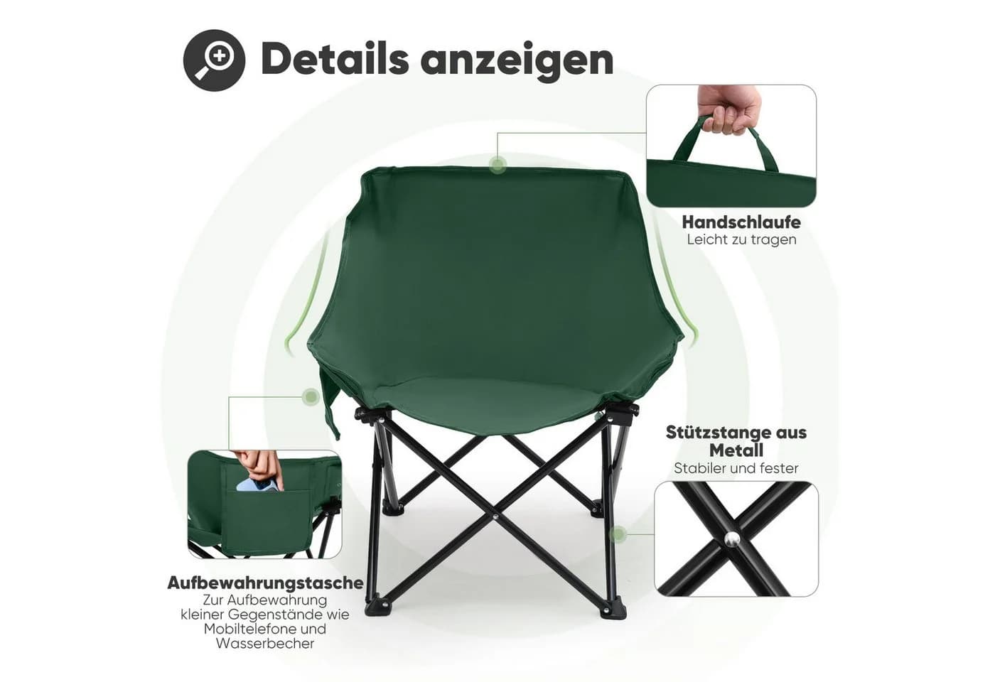 SUNULA Campingstuhl 2er Set Faltbar mit Tragetasche - Bild 4