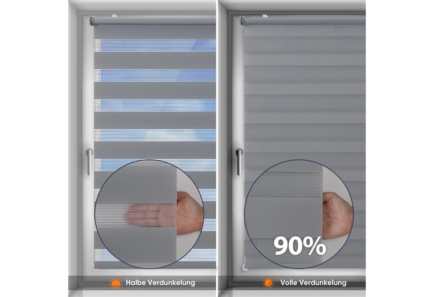 Sekey Doppelrollo Duo Schnurlos Klemmfix Grau ohne Bohren - Bild 4