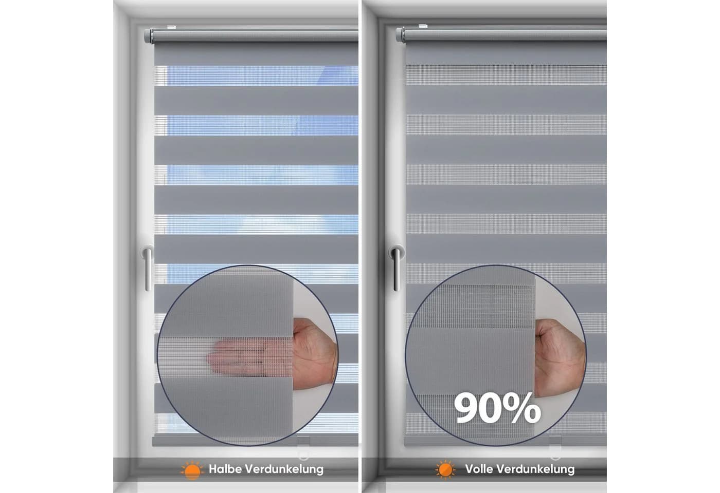 Doppelrollo Duo Rollo Schnurlos Klemmfix ohne Bohren Rollo Faltrollo, Sekey - Bild 4