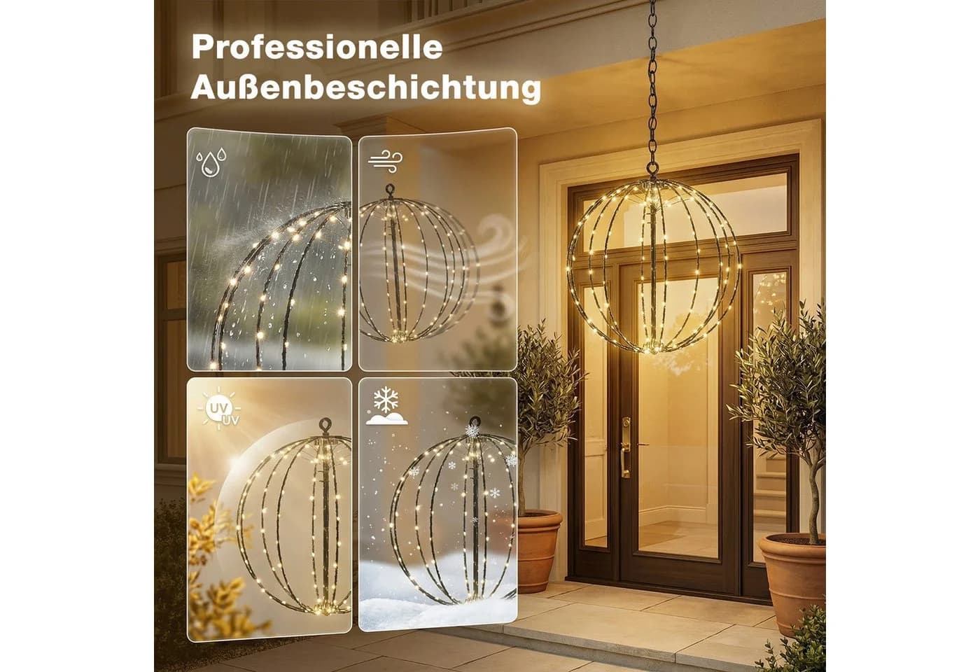 Salcar LED Kugelleuchte Solar 120 LEDs Warmweiß mit Fernbedienung - Bild 3