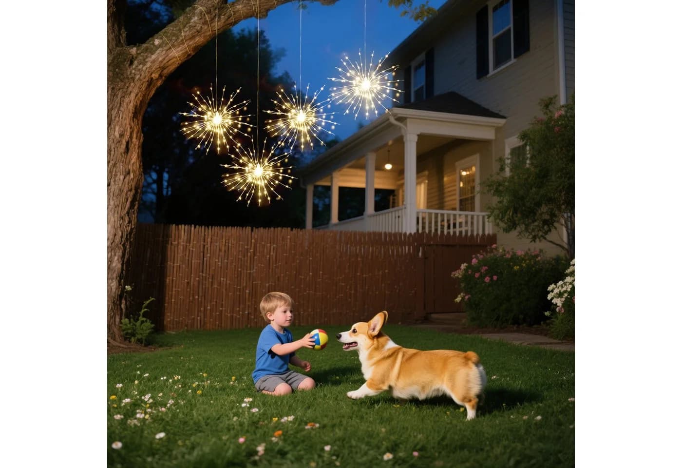 Salcar LED Solarleuchte 4er Feuerwerk Lichterkette Warmweiß mit Fernbedienung - Bild 5