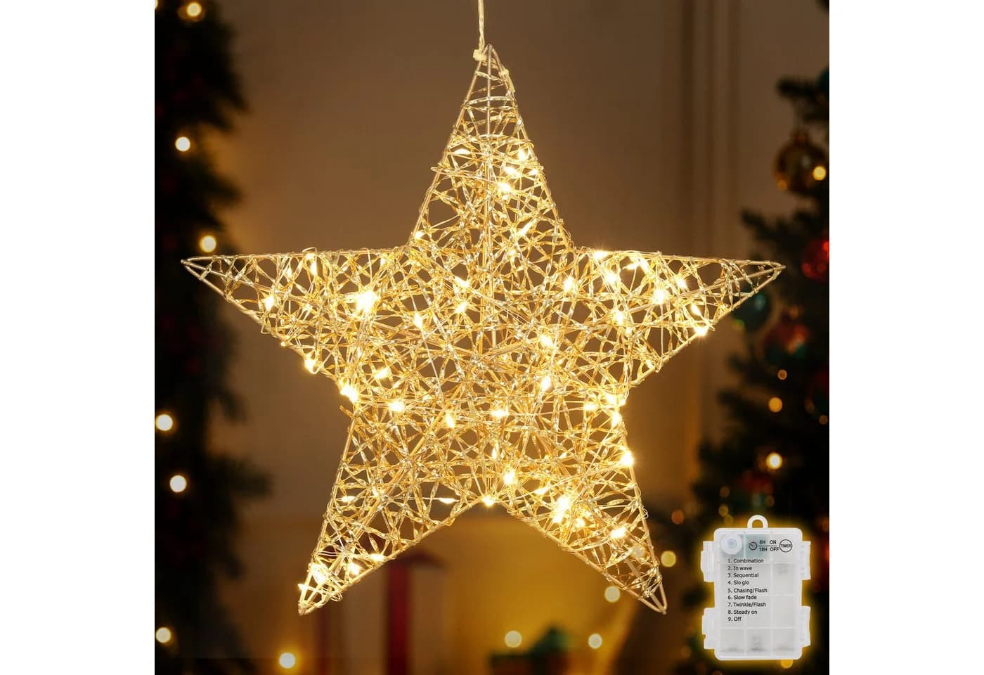 Salcar LED-Lichterkette Stern Dekoleuchte Warmweiß Roségold 80 LEDs - Bild 2