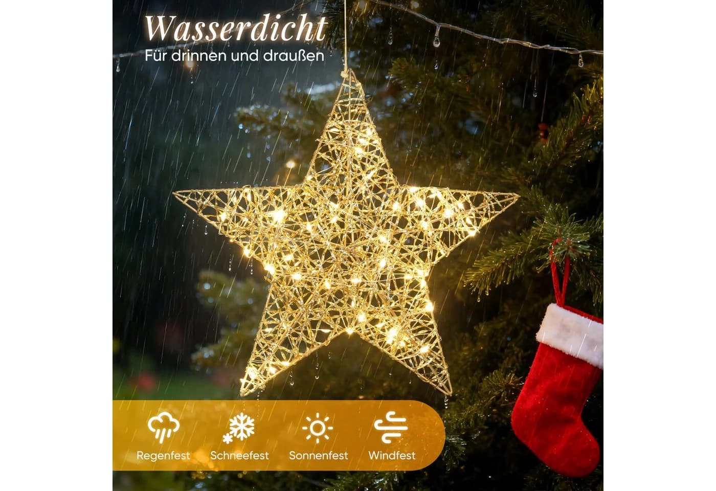 Salcar LED-Lichterkette Stern Dekoleuchte Warmweiß Roségold 80 LEDs - Bild 3