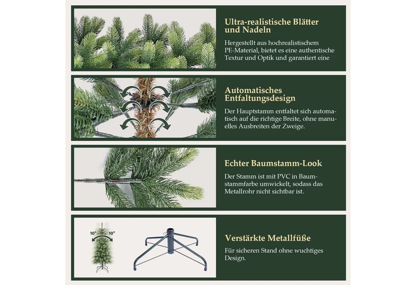 Salcar Künstlicher Weihnachtsbaum 120cm PE Schmal Tannenbaum Grün - Bild 5