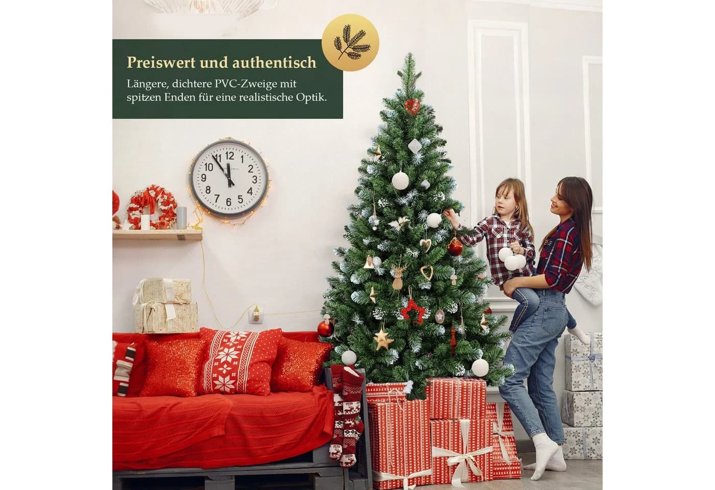 Salcar Künstlicher Weihnachtsbaum 180cm mit Schnee & Aufklappsystem - Bild 4