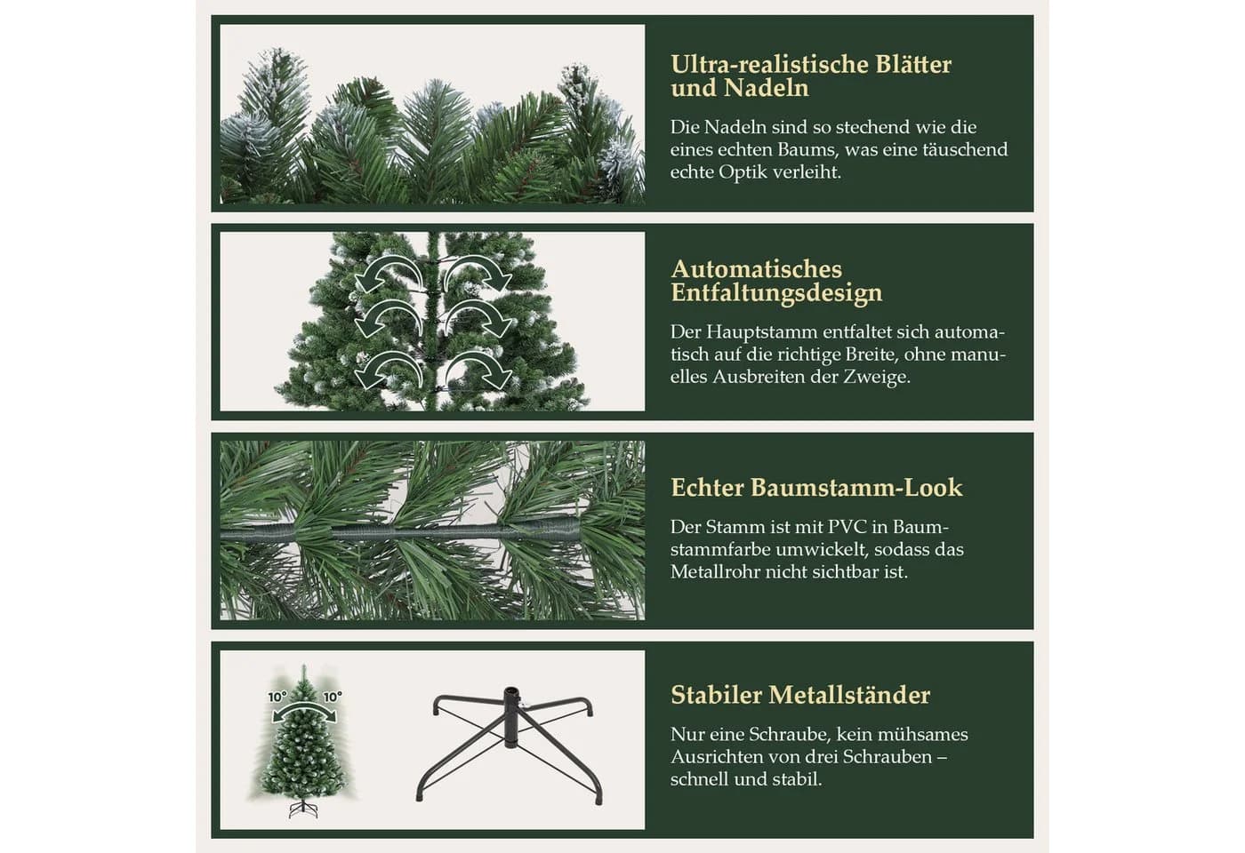 Salcar Künstlicher Weihnachtsbaum 180cm mit Schnee & Aufklappsystem - Bild 5