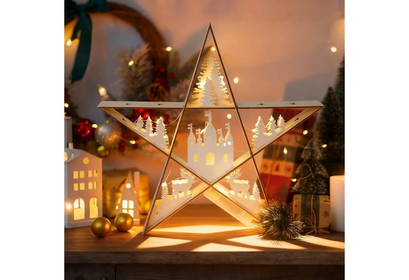 Salcar LED-Stern Deko Warmweiß Weihnachten Tischdeko - Bild 2