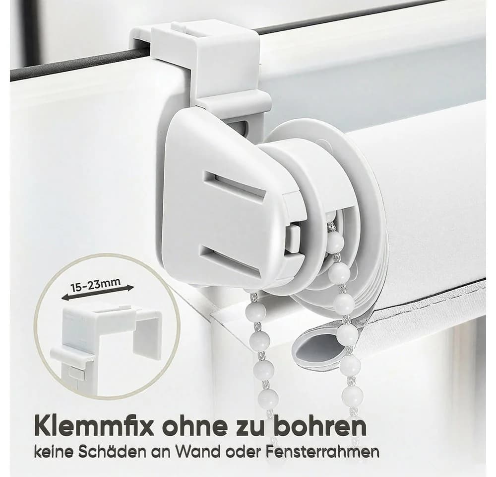 Sekey Seitenzugrollo Verdunkelungsrollo Weiß Klemmfix - Bild 5