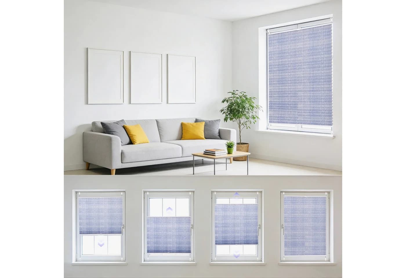 Sekey Plissee ohne Bohren Lichtschutz Rollo Klemmfix für Fenster & Tür Blau