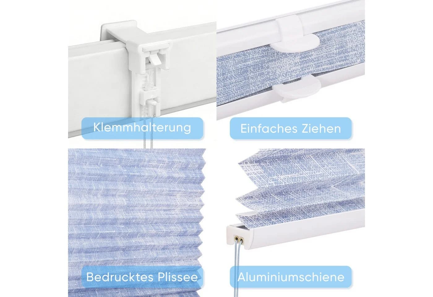 Sekey Plissee ohne Bohren Lichtschutz Rollo Klemmfix für Fenster & Tür Blau - Bild 4