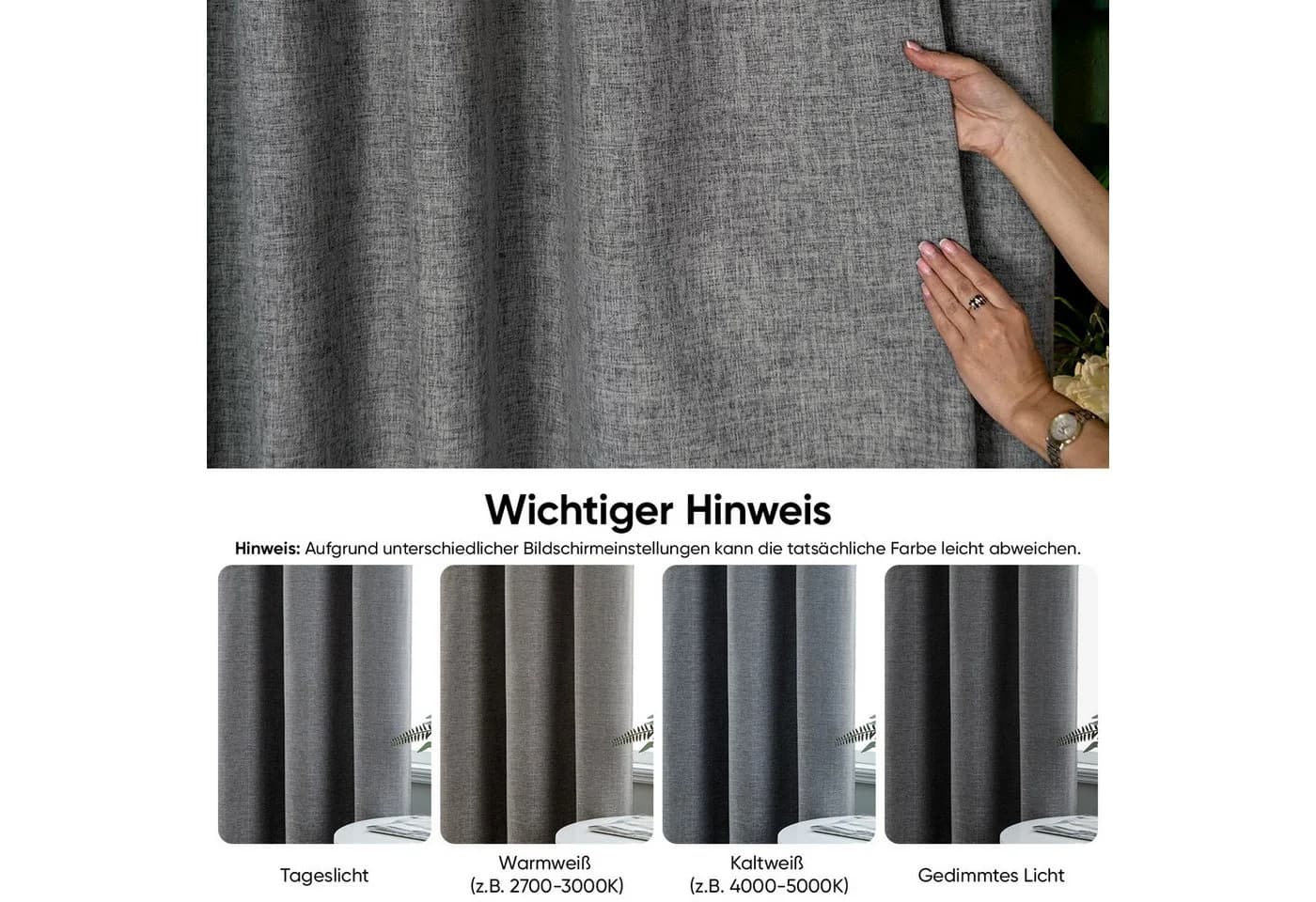 Sekey Verdunkelungsvorhang Grau mit Ösen - Bild 5