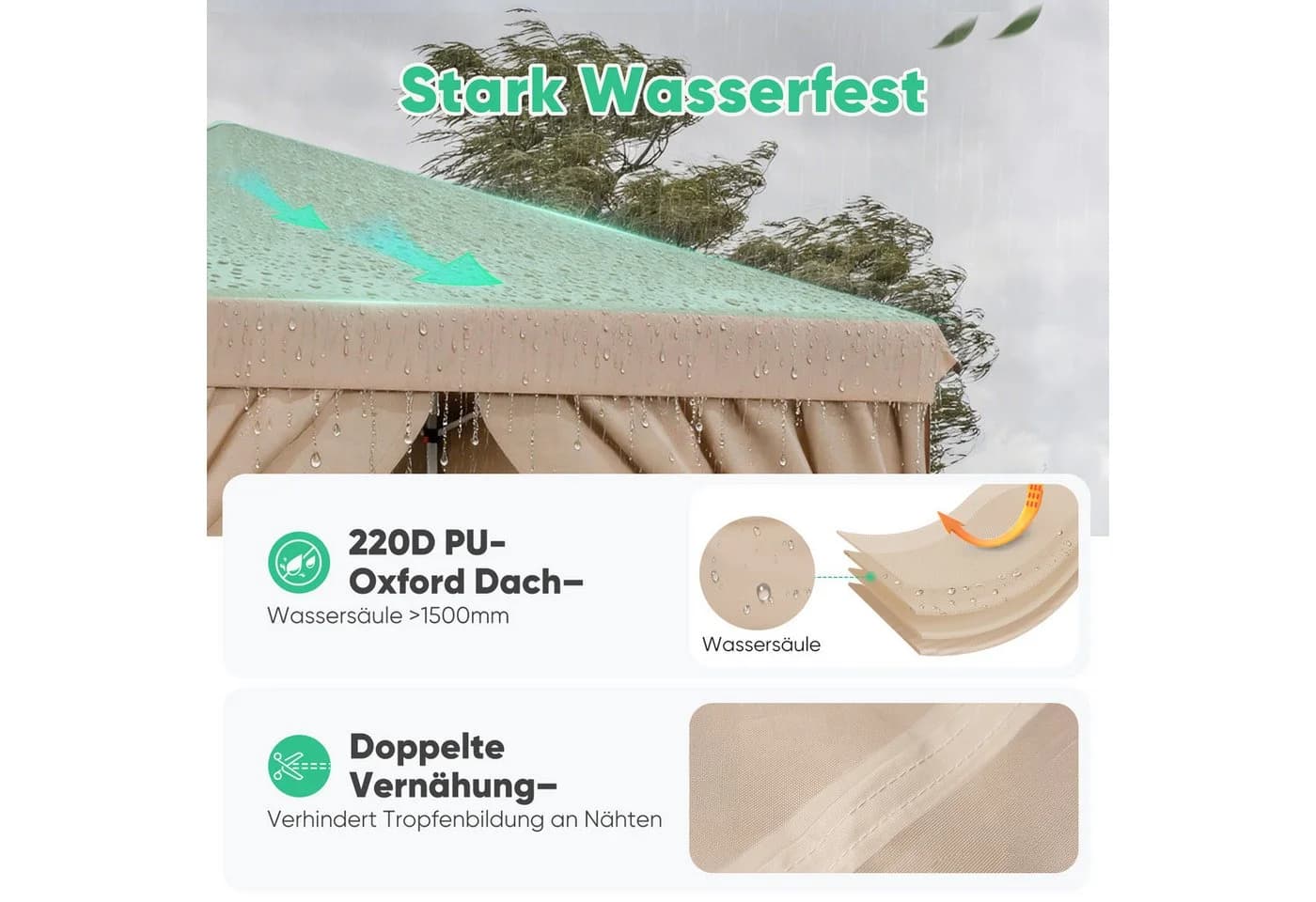 SUNULA Faltpavillon 3x3 m Gartenpavillon mit 4 Seitenteilen - Bild 3