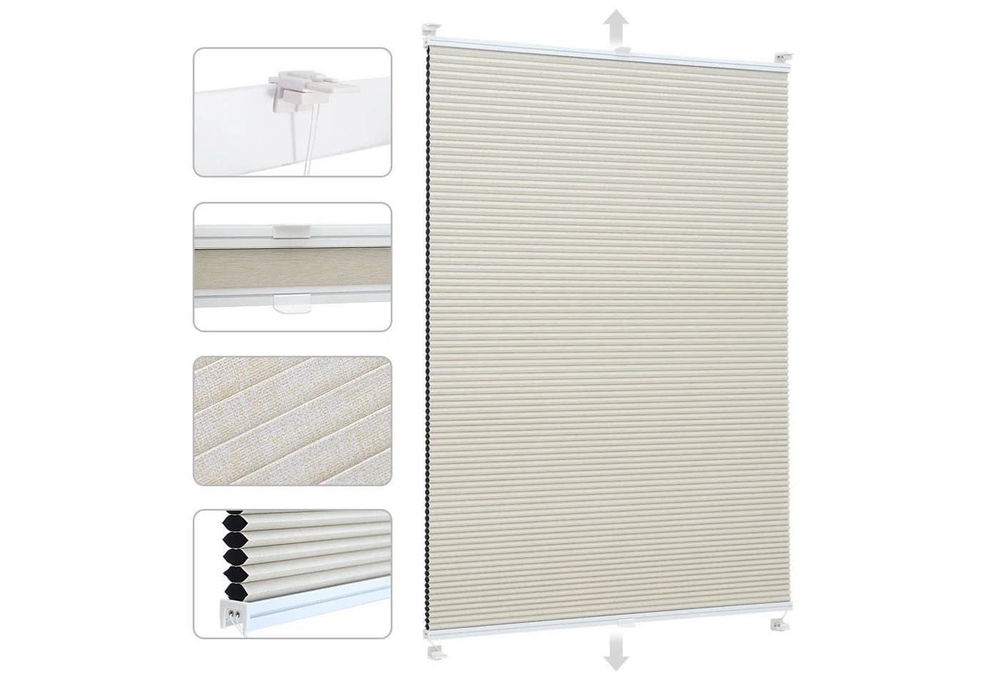 Sekey Wabenplissee Beige Verdunkelnd Klemmfix - Bild 2