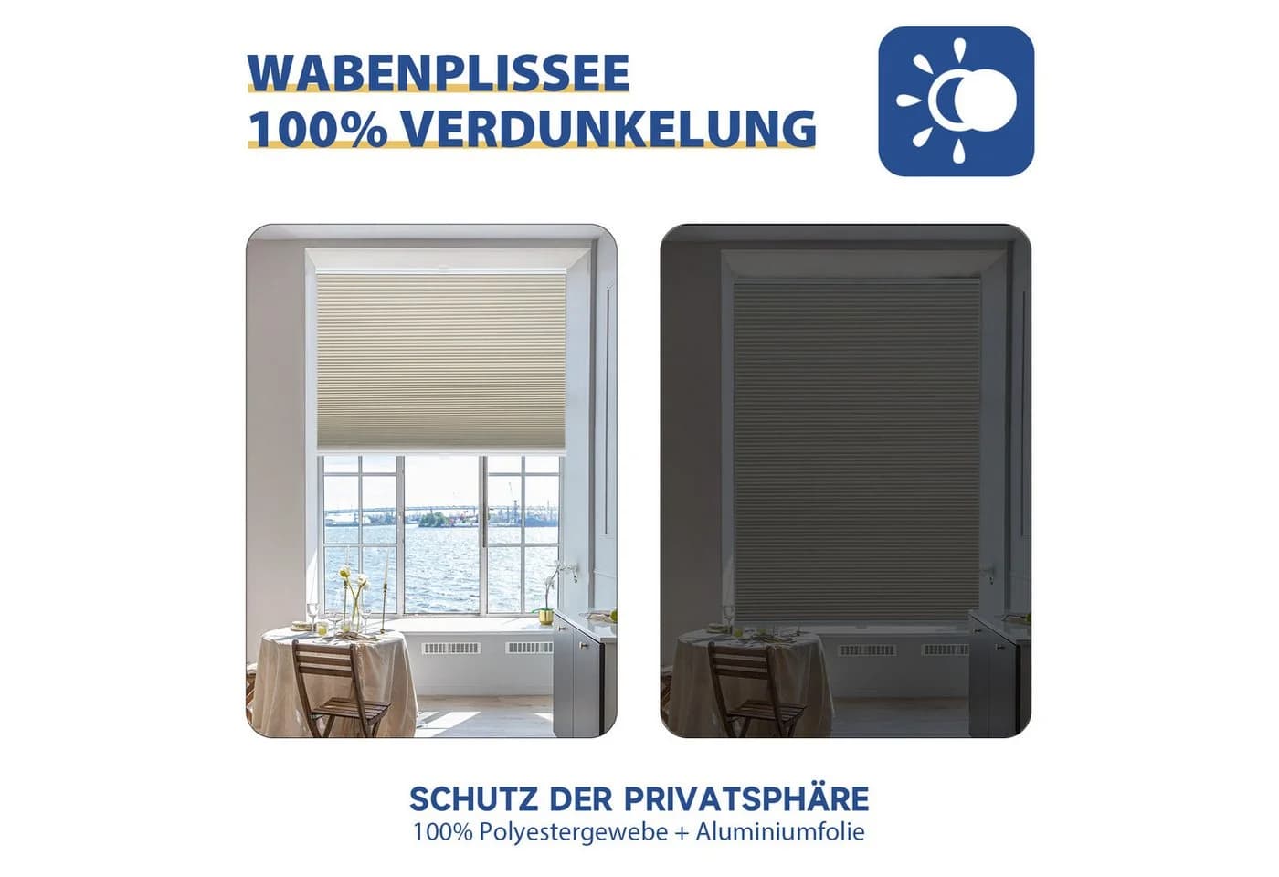 Sekey Wabenplissee Beige Verdunkelnd Klemmfix - Bild 3