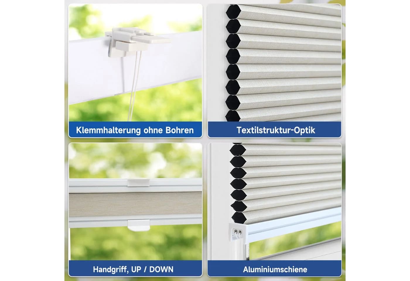 Sekey Wabenplissee Beige Verdunkelnd Klemmfix - Bild 5