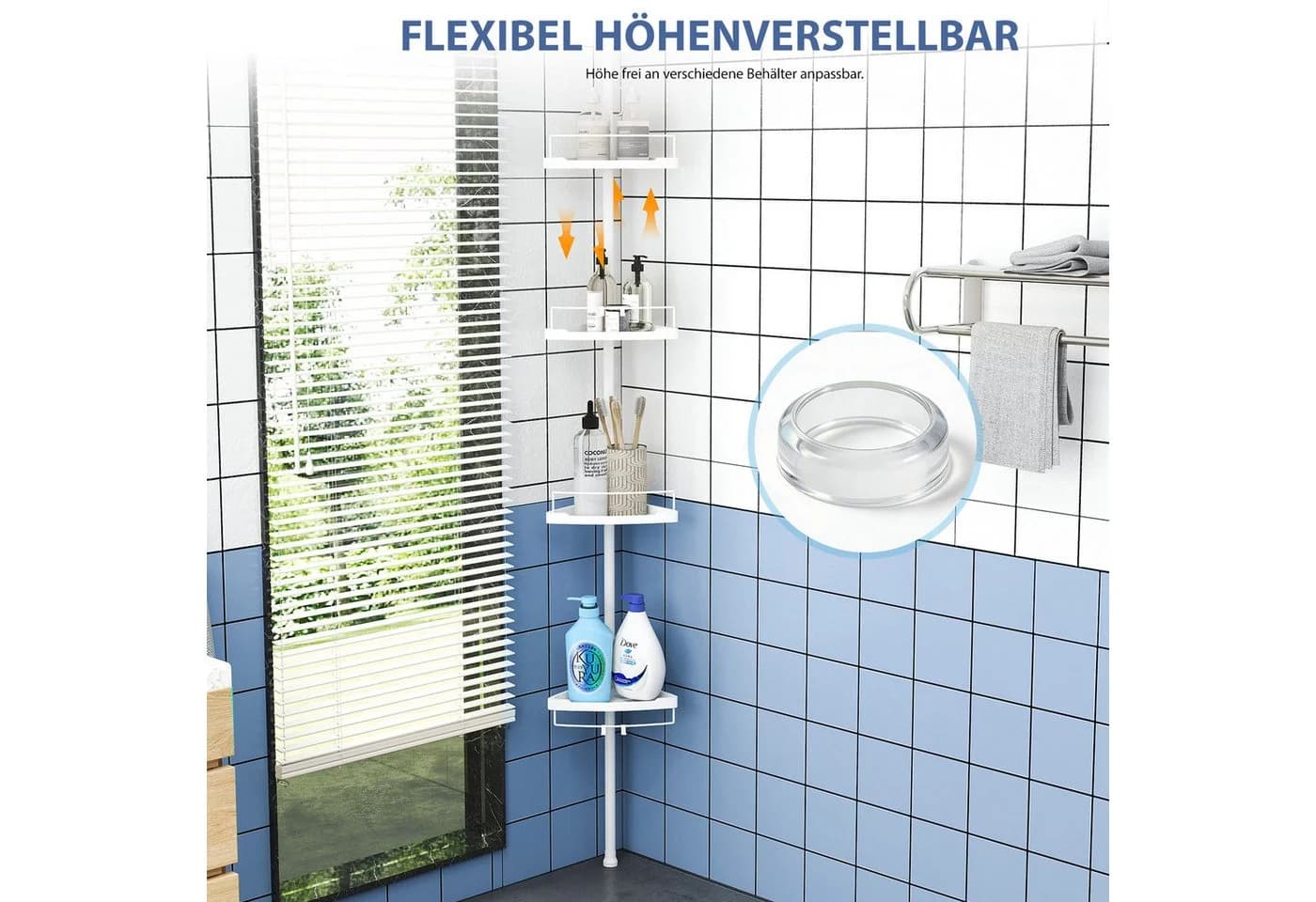 Sekey Teleskop-Duschregal Weiß 4 Ablagen - Bild 4
