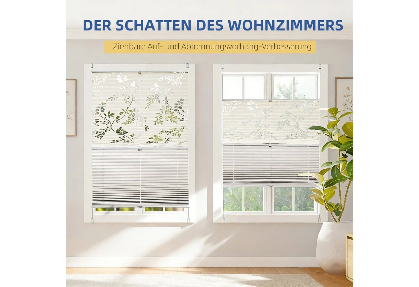 Doppelplissee Klemmfix Beige/Weiß 40x130 cm