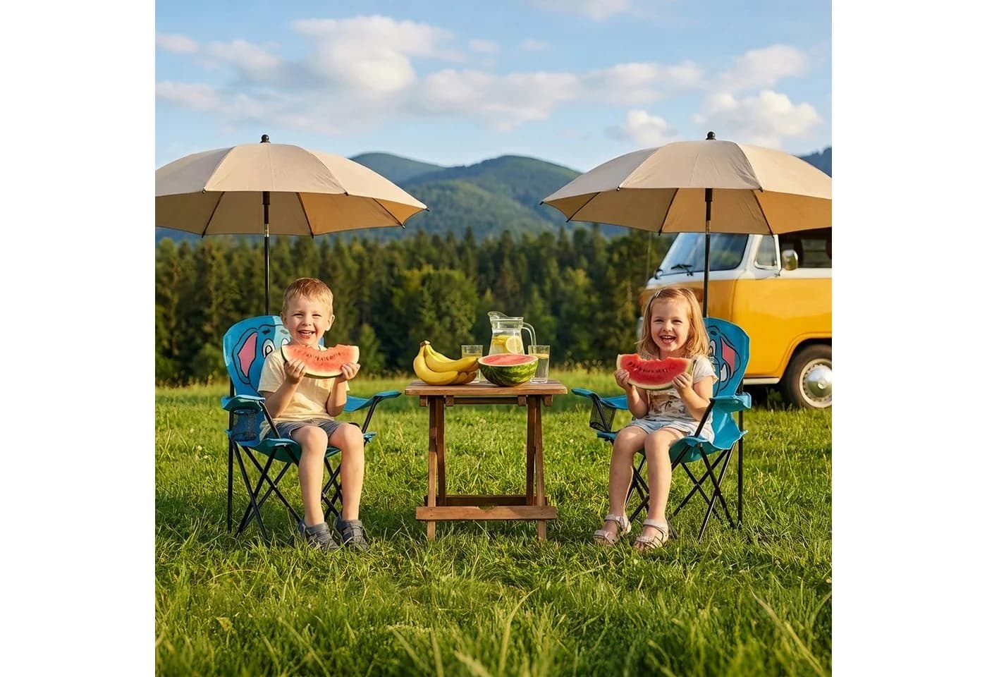 SUNULA Kinder Campingstuhl Klappstuhl Blau Elefant Motiv - Bild 5