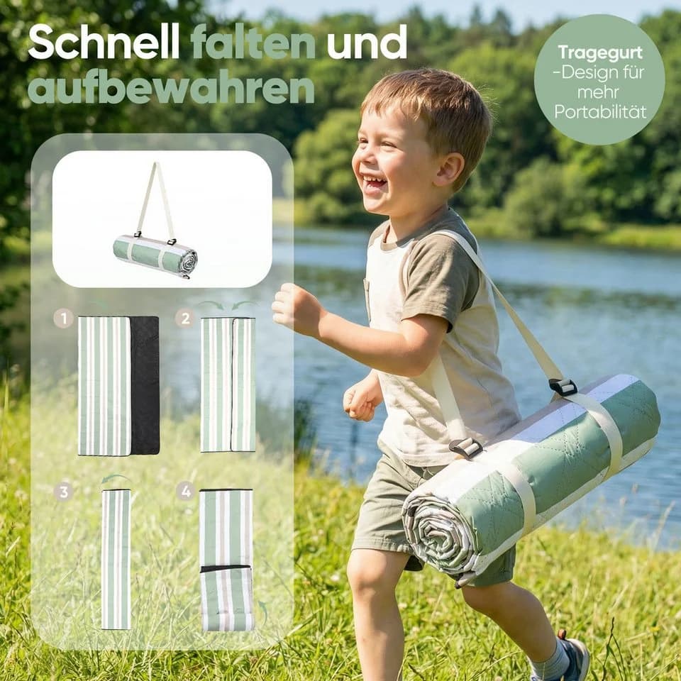 Sekey Picknickdecke Wasserdicht 200x200 cm 3-Schicht mit PEVA Unterseite - Bild 3