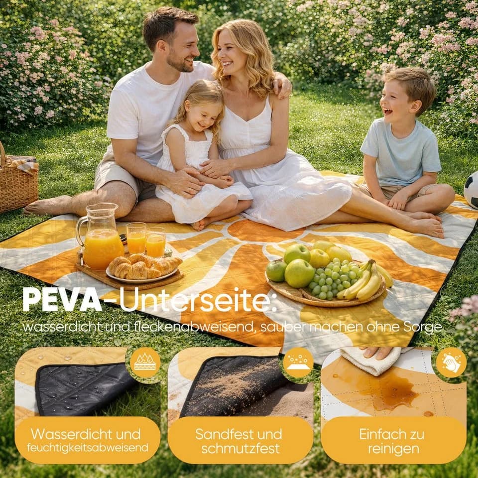 Sekey Picknickdecke Wasserdicht 200x200 cm - Bild 5