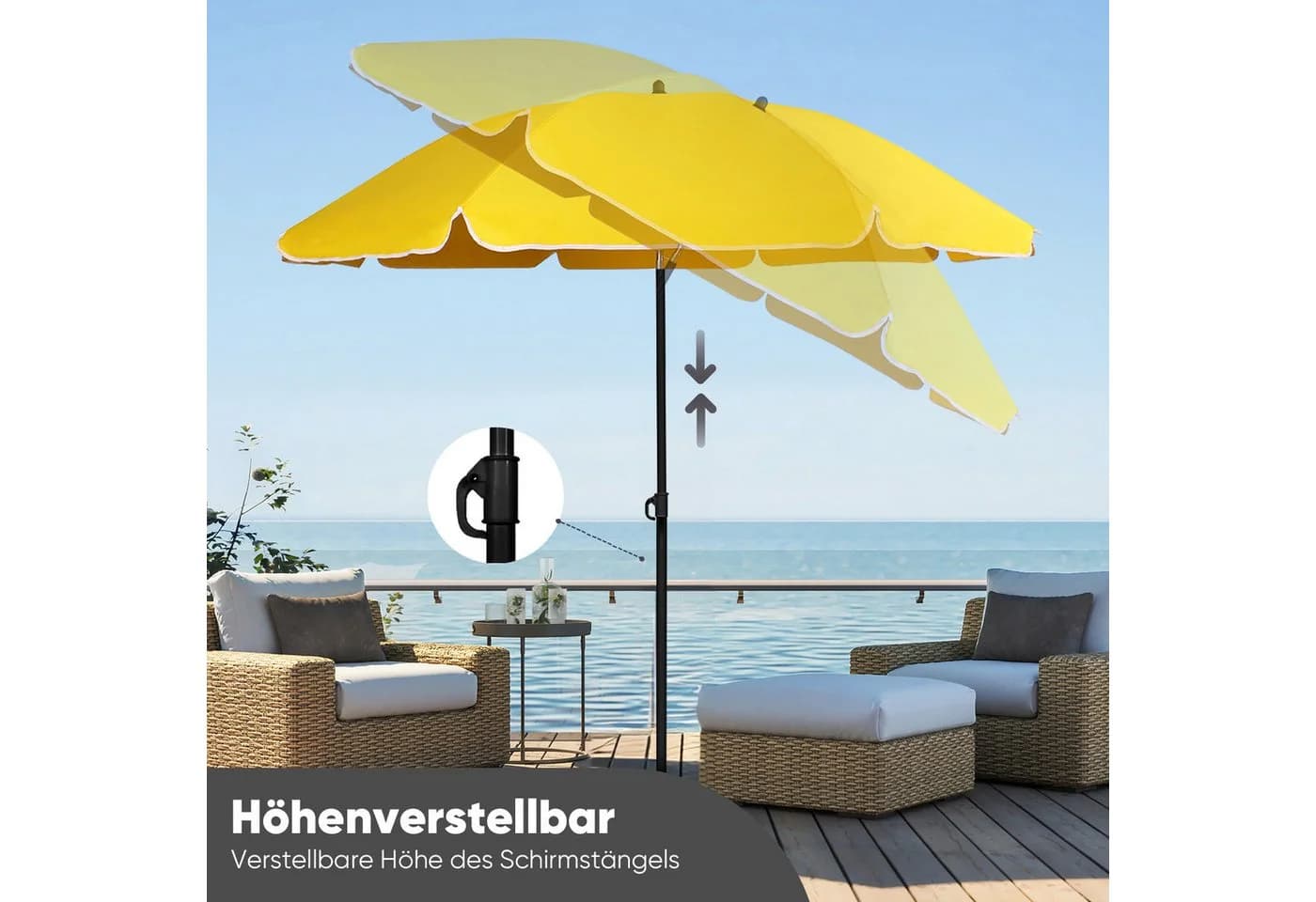 Sekey Sonnenschirm Ø 160 cm Gelb mit Schutzhülle - Bild 4