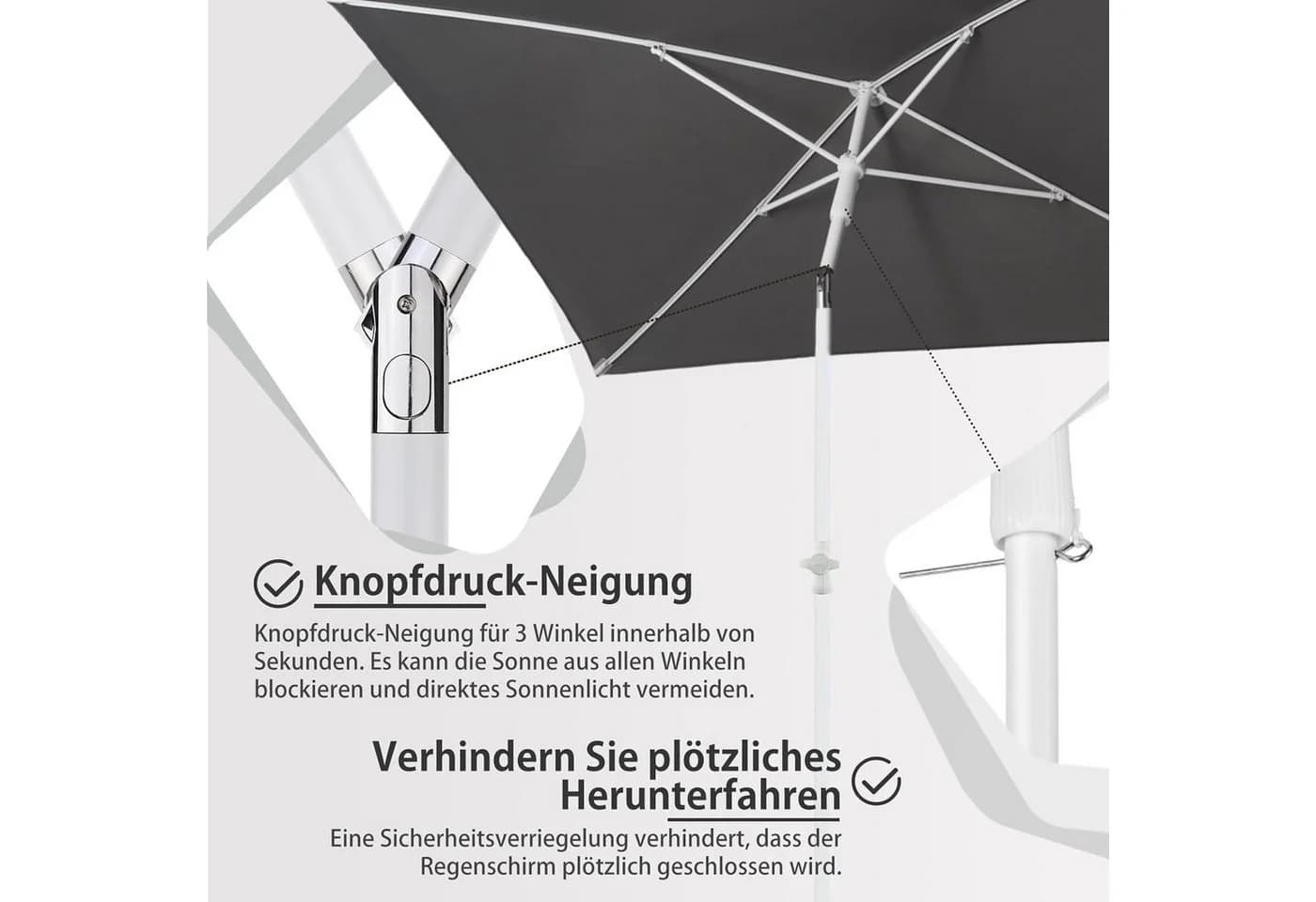 Sekey Balkonschirm Grau Kippbar Höhenverstellbar UPF50+ - Bild 4