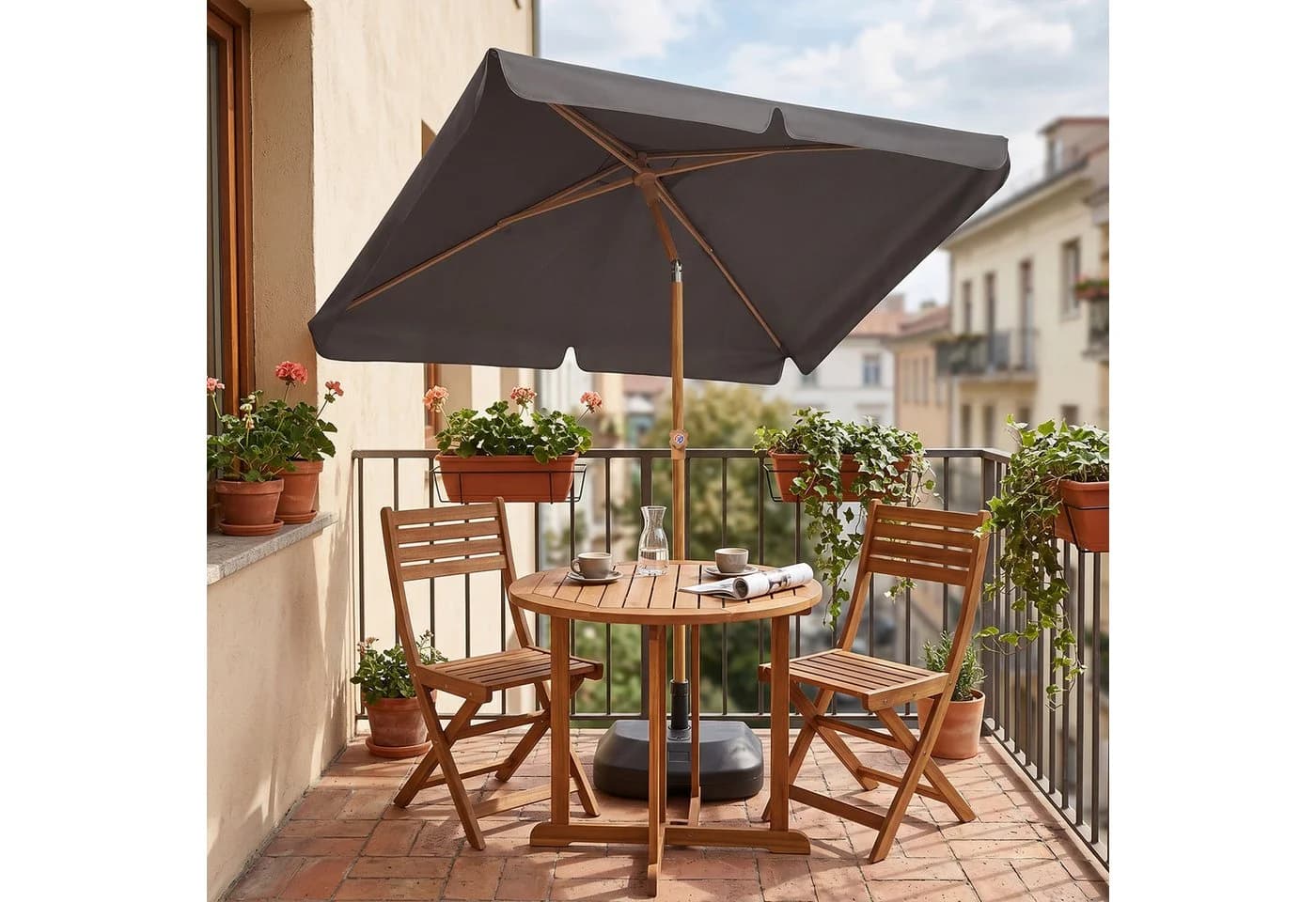 Sekey Rechteckschirm Sonnenschirm Grau UV50+ Balkon