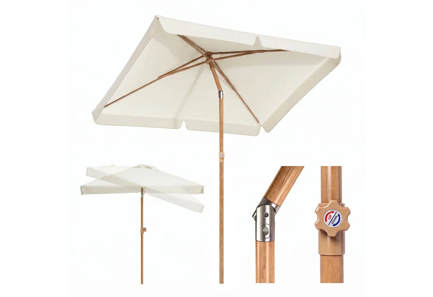 Sekey Rechteckschirm Sonnenschirm Graubeige UV50+ für Terrasse - Bild 2