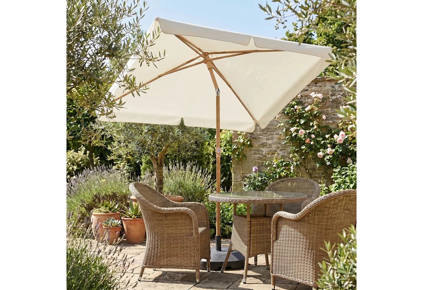 Sekey Rechteckschirm Sonnenschirm Graubeige UV50+ für Terrasse - Bild 3