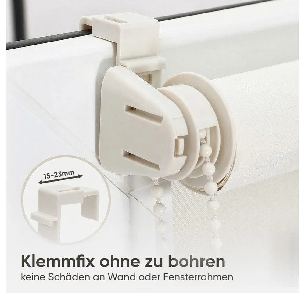 Sekey Seitenzugrollo Verdunkelungsrollo Klemmfix Beige - Bild 5