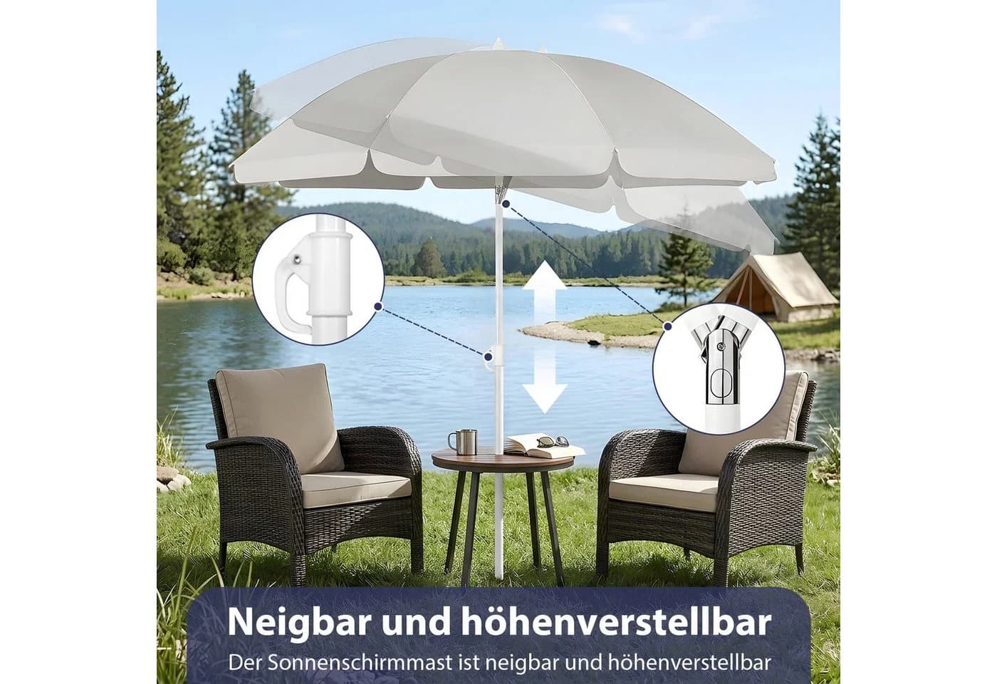 SUNULA Sonnenschirm mit Knickfunktion & Schutzhülle - Bild 3