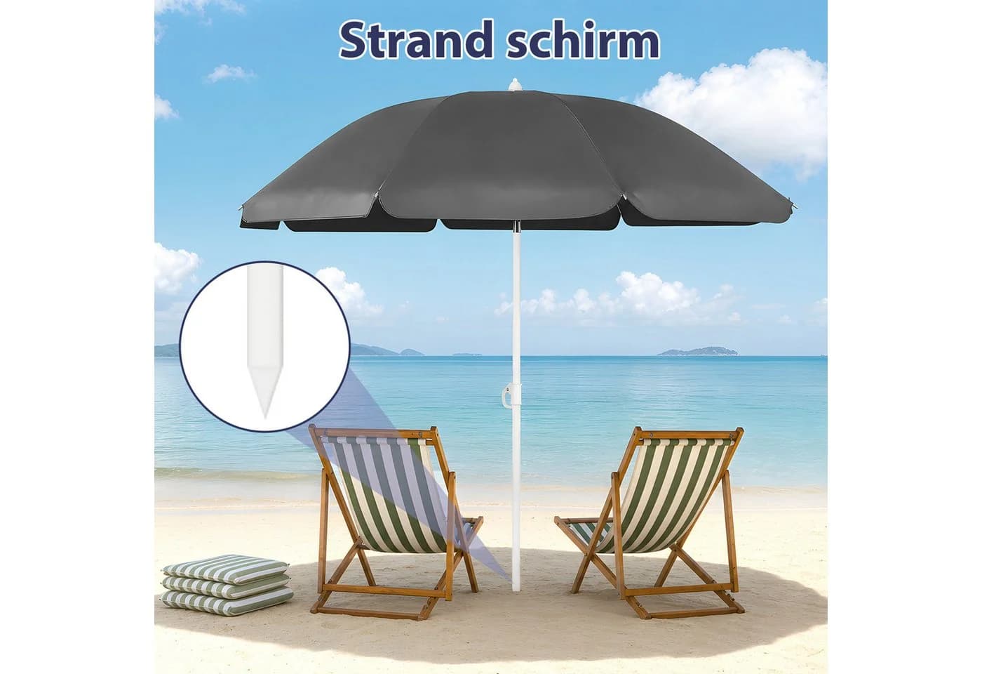 SUNULA Sonnenschirm 140 cm mit Knickfunktion und Schutzhülle