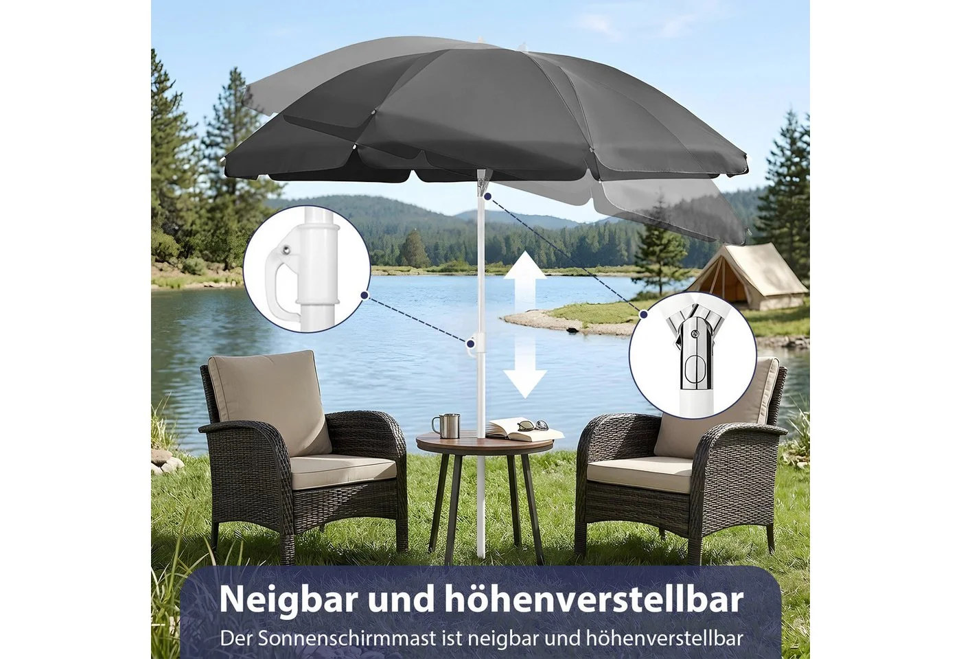 SUNULA Sonnenschirm 140 cm mit Knickfunktion und Schutzhülle - Bild 3